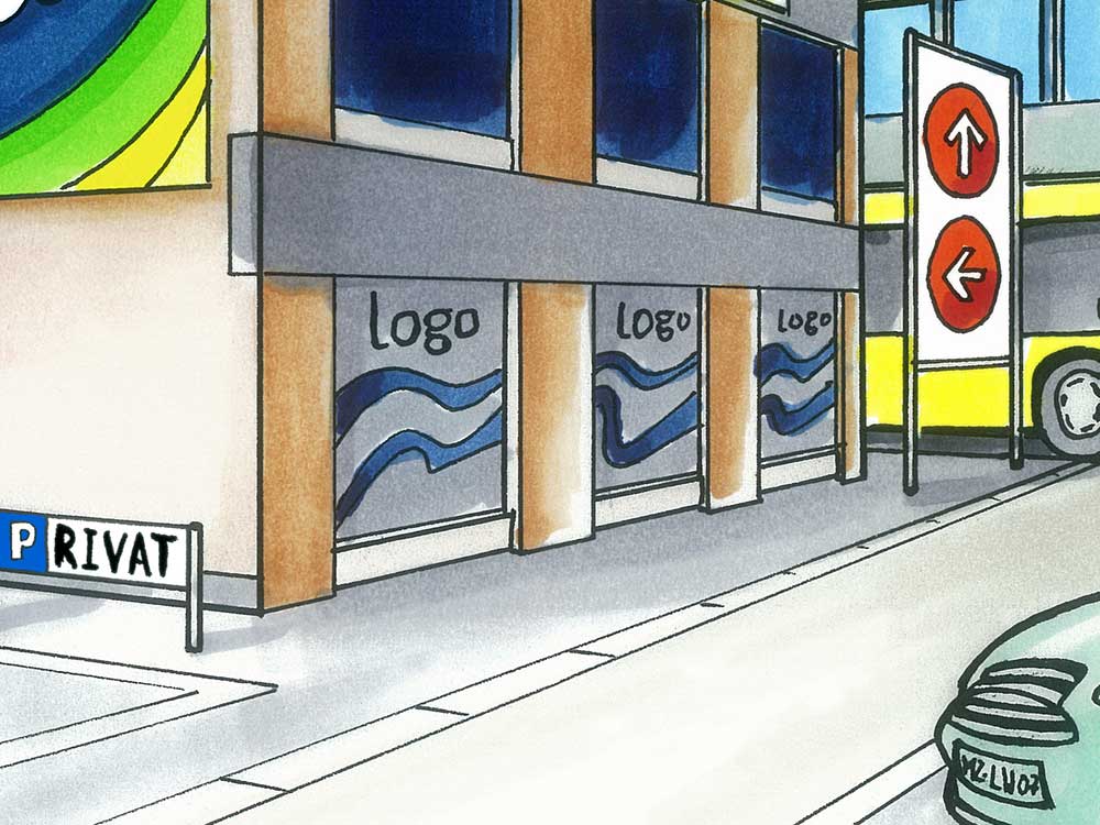 Sandstrahlfolie an Schaufensterscheibe – edle Echtglas-Optik von Lorenz Werbung